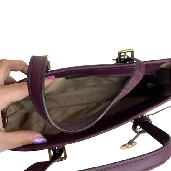 Michael Kors JetSet Travel Logo AOP Zip Top Tote Bag Mulberry Purple Extra Small - Picture 5 of 6